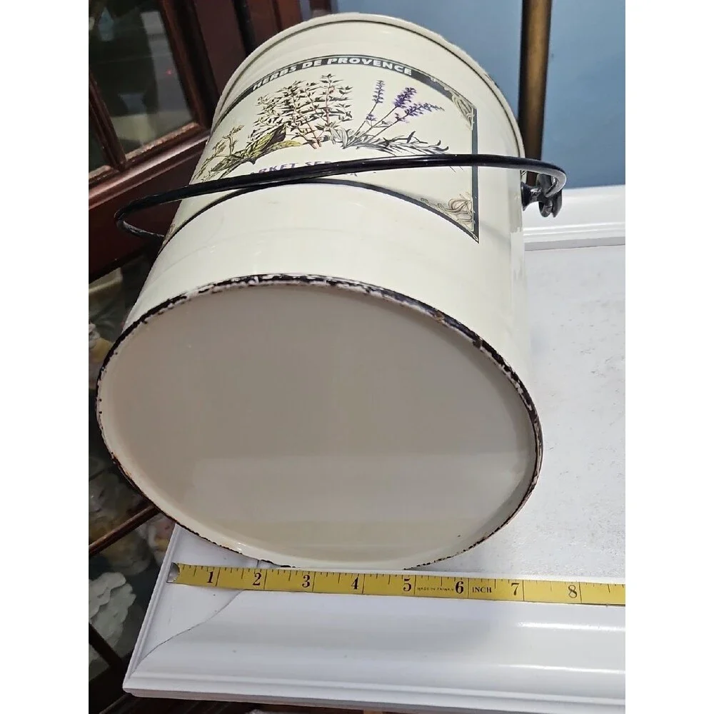 Herbs de Provence Cream Decorative Metal Pail Bucket